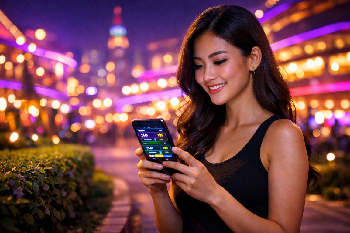 Pengguna Malaysia log masuk ke akaun 30c melalui telefon pintar untuk bermain kasino dalam talian